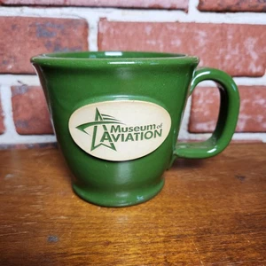Sunset Hill Stoneware Mug Musem Of Aviation Green Handcrafted In USA 4" - Picture 1 of 12