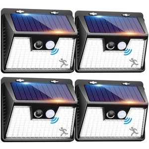 Solar Lights Outdoor Waterproof, 4 Pack 140LED Motion Sensor Light, 3 Modes S... - Picture 1 of 9