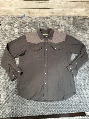 Magellan Mens Dark Grey Pocket Pearl Snap Button Pecos Ridge Flex Shacket Sz M - Image 1 of 4