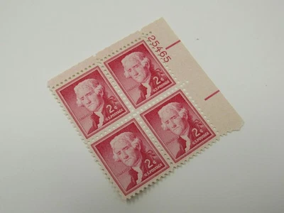 USPS Scott 1033 Vintage 2c Thomas Jefferson Plate Block Mint Never Hinged/MNH - Image 1 of 4