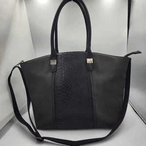 David Jones Womens Glossy Black Leather Handbag Large Size - Picture 1 of 4