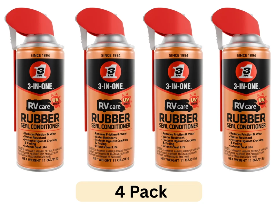 Acondicionador de sello de goma para el cuidado de la casa rodante 3 en uno, 11 oz. Pack de 4 sellos de goma de material Foto 1 de 1
