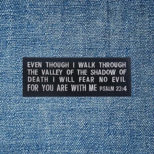 Parche Salmo 23:4 Hierro Coser Bordado Versículo Bíblico Insignia Fe Cristiana - Imagen 1 de 16