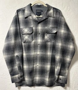 Pendleton Men’s New The Original Board Shirt, Slate/White Plaid (Gray) Med NWOT - Picture 1 of 16