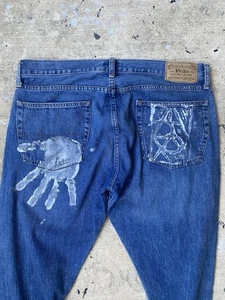 Pantalones de mezclilla ajustados Polo Ralph Lauren para hombre 36x34 azul Sullivan BAWR plateados surfistas - Imagen 1 de 12