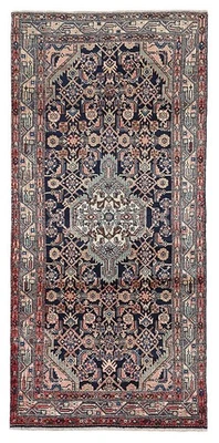 Alfombra de corredor tradicional oriental de lana 3'7" x 7'5" vintage anudada a mano Foto 1 de 4