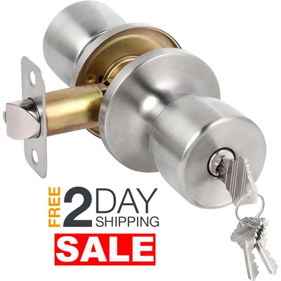 Perilla De Puerta Con Cerradura y Llaves Chapas Para Interiores Exterior Cuarto - Image 1 of 4