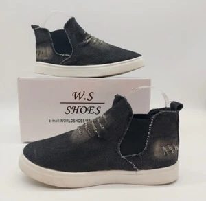 BNWT distressed denim slip on platform shoes size 6 eu 39 - Picture 1 of 1