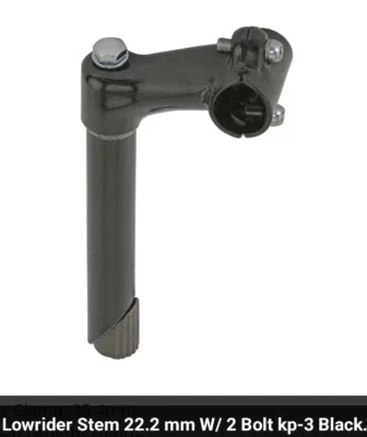 BLACK LOWRIDER BICYCLE  STEM GOOSENECK 22.2MM, 2 BOLT, BEACH CRUISER  CHOPPER  - Image 1 of 2