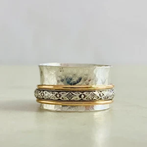 Anello Spinner Argento Sterling 925 Fatto a Mano Donna Gioielli Regalo per Lei KC-317 - Foto 1 di 7