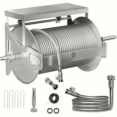 Morvat 150FT Stainless Steel Garden Hose Reel with Accessories & 100FT Hose - Image 1 of 4
