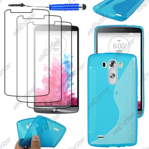 Housse Etui Coque Silicone S-line Bleu LG G3 D855 + Mini Stylet + 3 Film écran - Photo 1 sur 1