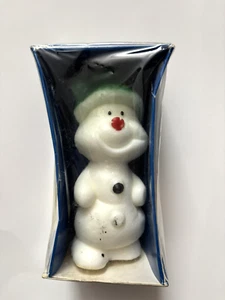 Vintage Gurley/Suni Candle Snowman W/ Green Hat Holiday 5" New In Package - Picture 1 of 7