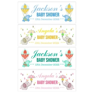 PERSONALISED BABY SHOWER BANNERS PARTY DECORATIONS PINK BLUE GREEN - Imagen 1 de 5