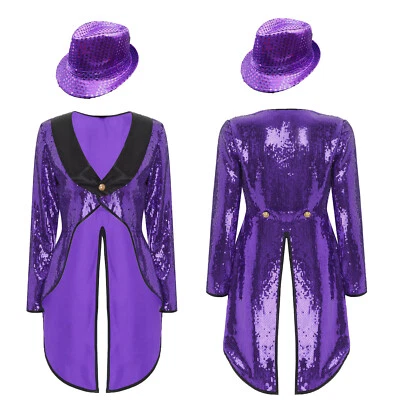 Mujer Chaqueta Disfraz Medieval Circo Ringmaster Tailcoat Brillante Trajes Lentejuelas Foto 1 de 3