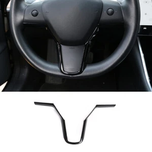 Gloss Black Steering Wheel U Type Frame Cover Trim For Tesla Model 3/Y 2017-2022 - Picture 1 of 12