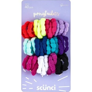 Scunci Girls Ponytail Holder Hair Ties, Multicolor, 40 Count - Picture 1 of 3