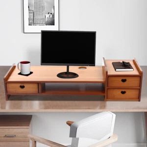 Computer Monitor Riser Stand Desk Organizer Stand Laptop Shelf & Storage Drawer - Picture 1 of 13