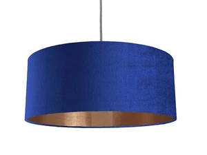 Pantalla de tela de terciopelo azul real lujosa *6 revestimientos cepillados* bronce rosa - Imagen 1 de 25