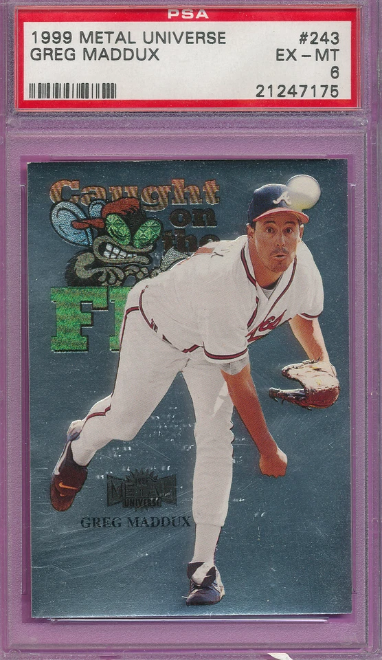 SILVER PSA 6 GREG MADDUX 1999 METAL UNIVERSE 243 CHROME FOIL PROFESSOR HOF TPHLC - Image 1 of 4