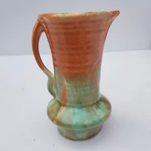 Vintage Diana Ceramic Vase In Orange & Green Glaze 47 pottery Australian - Picture 1 of 13