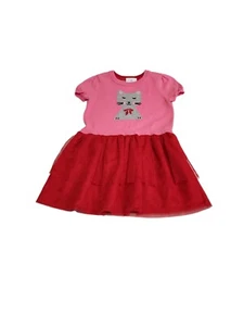 Hanna Andersson Girl 4 Kitty Cat Sweater & Tulle Dress Girl Kitten Pink Red 3350 - Picture 1 of 6