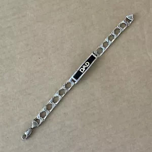 Bracciale Uomo Argento Sterling 925 14K Diamanti Catena Maglia DAD Gioielli Padre 8" - Foto 1 di 7