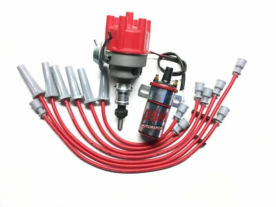 Ford 6 250 2V Pursuit 6cyl Electronic Distributor And Coil Leads FREE SHIPPING - image 1 of 4