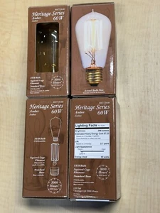 4 Light Bulbs Heritage Series Amber 60W ST18 Squirrel Cage Filament 0772640 Bulb - Picture 1 of 7