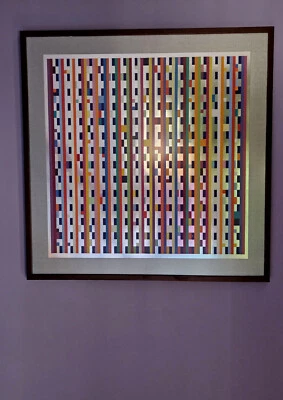 Serigrafía YAACOV AGAM sobre papel metálico plateado geométrico abstracto cinético edición limitada Foto 1 de 4