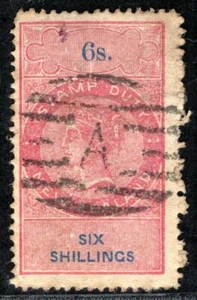 NUEVA ZELANDA QV SELLO DUTY Ingresos 6s (1867) Matasellos Usado POSTAL FISCAL AZUL126 - Imagen 1 de 6