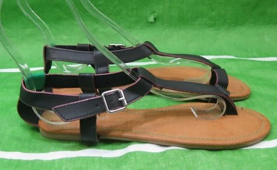 NUEVA Sandalia Damas Negra/Verde Punta/Tobillo Correa MUJERES Talla 7 Foto 1 de 4