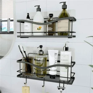 Premium Shower Caddy, Self Adhesive Shower Organizer W/ 4 Hooks, No Drill Shower - Picture 1 of 7