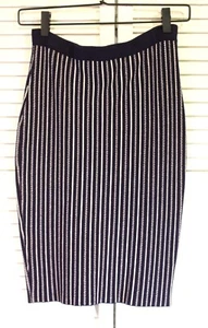 ASTR Skirt - Blue With Ivory Vertical Stripes (Slimming!) - Stretch - SIZE SMALL - Picture 1 of 6