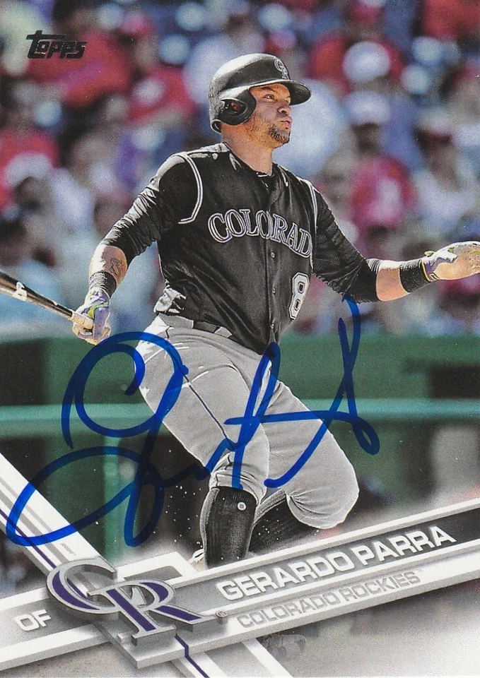 GERARDO PARRA COLORADO ROCKIES  SIGNED 2017 TOPPS CARD #537 - Image 1 of 1
