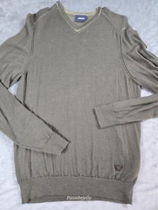 Armani Jeans Mens V-Neck Jumper Sweater Large Green Wool Viscose Pullover - Picture 1 of 14