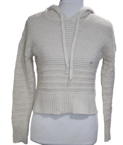 NWT Aeropostale Crop Hoodie Sweater Ivory Cream Soft Waffle Loose Knit Size XS - Bild 1 von 8