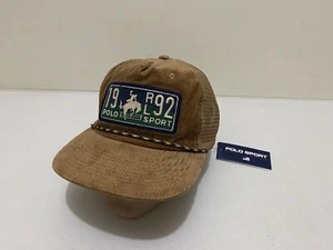 Polo Sport Ralph Lauren Mens Trucker Cap Hat One Size New Horse Riding Corduroy - Picture 1 of 21