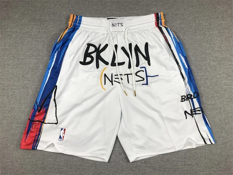 Brooklyn Nets Summer City Edition White Old School Basketball Team Shorts M-XL Cover