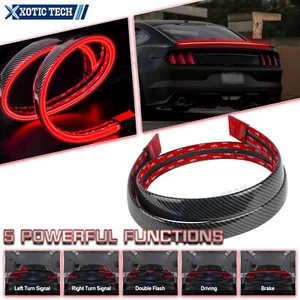 Carbon Fiber PU Rear Roof Trunk Tail Spoiler Wing Lip Tail Signal Brake Light - Picture 1 of 12