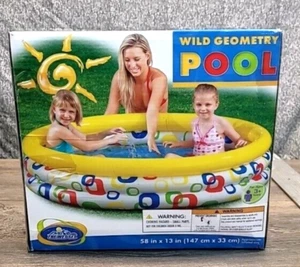 Three Ring Inflatable Kids Pool By Intex 58” X 13” Wild Geometry - Picture 1 of 5