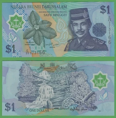 Billete de polímero Brunei 1 Ringgit 1996 P-22a UNC moneda asiática mundial dinero Foto 1 de 3