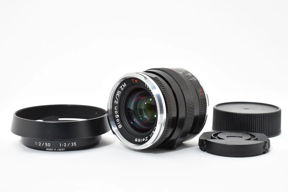 [MINT w/ Hood] Carl Zeiss Biogon 35mm F2 ZM T* Silver Lens Leica M From JAPAN - Image 1 of 4