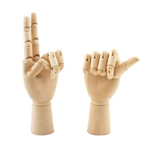 2 Pcs Flexible Wood Mannequin Hands for Sketching - 7 Inch - Picture 1 of 8
