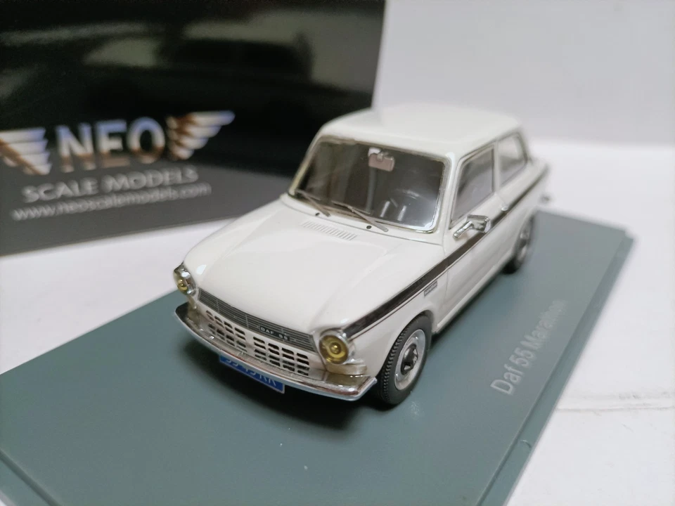 Neo 1:43 Dutch DAF 55 Marathon 1971 white simulation two door car model - Image 1 of 4