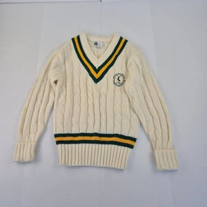 Jersey GM Pequeño Crema Para Hombre Acrílico Tejido Cricket Bordado Logo - Imagen 1 de 9