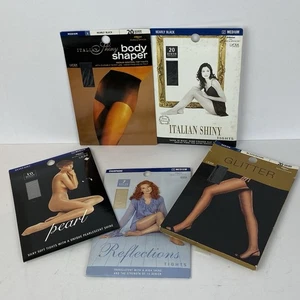 VTG Marks Spencer St Michael Tights M Medium Bundle 5 PAIR Glitter Pearl Italian - Picture 1 of 11
