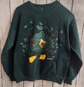Sudadera de Navidad Pato Lucas 1994 vintage juvenil grande sol ropa deportiva EE. UU. - Imagen 1 de 9