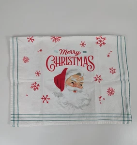 Vintage Hallmark Merry Christmas Retro Santa Kitchen Tea Towel 16x25 Hang Loop - Picture 1 of 5