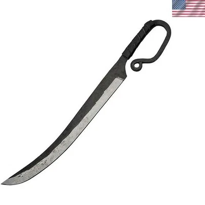 Collectible 21-Inch Hand-Forged Sword - Antique Carbon Steel with Leather Sheath - Image 1 of 2